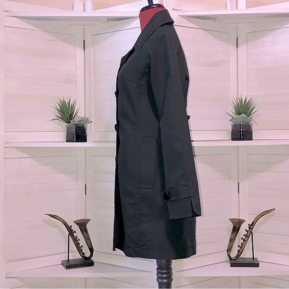 Nine West black Goth cotton trench coat sz S - Picture 6 of 7